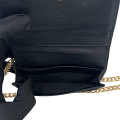 GUCCI Black Ghost GG Marmont Compact Wallet with Adjustable Chain Gucci
