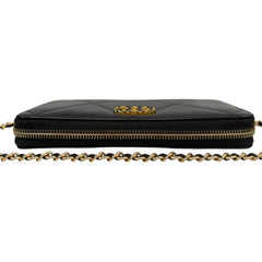 CHANEL 19 Black Quilted Goatskin Zip Wallet Chanel