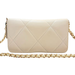 CHANEL 19 Ivory Quilted Lambskin Zip Wallet Chanel