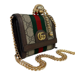 GUCCI Ophidia Coated Canvas Compact Wallet with Adjustable Chain Gucci