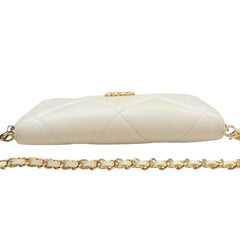 CHANEL 19 Ivory Quilted Lambskin Zip Wallet Chanel