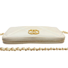 CHANEL 19 Ivory Quilted Lambskin Zip Wallet Chanel
