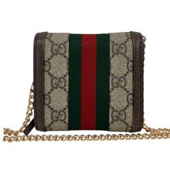 GUCCI Ophidia Coated Canvas Compact Wallet with Adjustable Chain Gucci