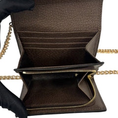 GUCCI Ophidia Coated Canvas Compact Wallet with Adjustable Chain Gucci