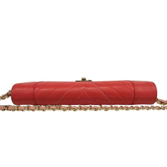 Rare CHANEL Coral Chevron Goatskin Mademoiselle Full Flap Gusseted Wallet Chanel