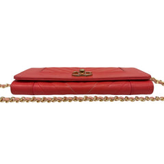 Rare CHANEL Coral Chevron Goatskin Mademoiselle Full Flap Gusseted Wallet Chanel