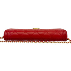 CHANEL Red Lambskin Leather Boy Long Flap Wallet Chanel