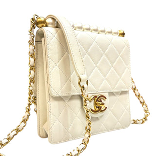 CHANEL Ivory Caviar Quilted Chic Pearls Flap Chanel