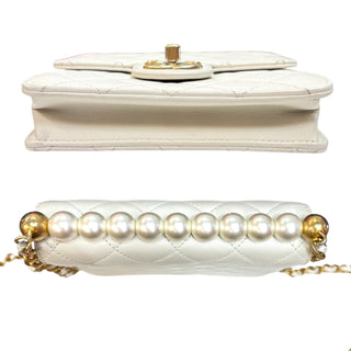CHANEL Ivory Caviar Quilted Chic Pearls Flap Chanel