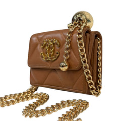 CHANEL 19 Mocha Goatskin Leather Compact Wallet GHW Chanel