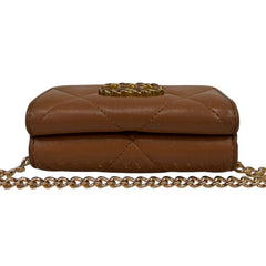 CHANEL 19 Mocha Goatskin Leather Compact Wallet GHW Chanel