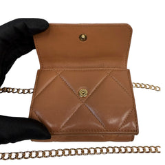 CHANEL 19 Mocha Goatskin Leather Compact Wallet GHW Chanel
