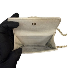CHANEL Ivory Caviar Boy Card Case Chanel