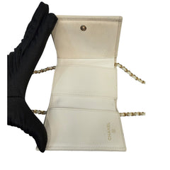 CHANEL Ivory Caviar Boy Card Case Chanel