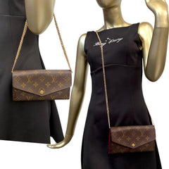 LOUIS VUITTON Monogram/Burgundy Sarah Wallet with added Chain Louis Vuitton