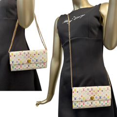 LOUIS VUITTON White Multicolor Monogram Sarah Wallet on Chain Louis Vuitton