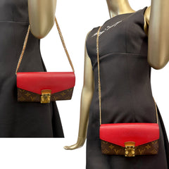 LOUIS VUITTON Red Monogram Portefeuille Pallas Wallet with Chain Louis Vuitton