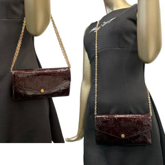 LOUIS VUITTON Aubergine Vernis Sarah Wallet with Chain Louis Vuitton