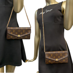 LOUIS VUITTON Monogram Sarah Wallet with Chain Louis Vuitton