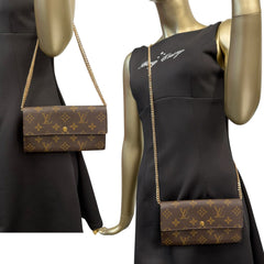 LOUIS VUITTON Monogram Sarah Wallet with Chain Louis Vuitton