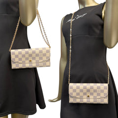 LOUIS VUITTON Damier Azur Emilie Wallet with Chain Louis Vuitton