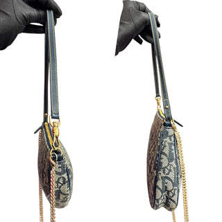 CHRISTIAN DIOR Navy Trotter Saddle Bag with Chain Dior