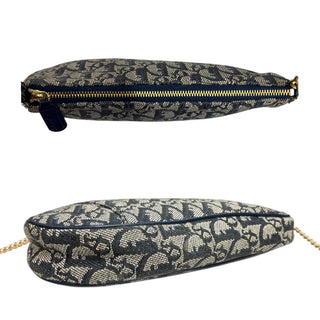 CHRISTIAN DIOR Navy Trotter Saddle Bag with Chain Dior