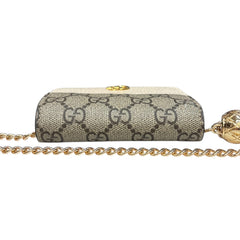 GUCCI Cream/GG Supreme Compact Wallet with Adjustable Chain Gucci