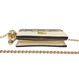 GUCCI Cream/GG Supreme Compact Wallet with Adjustable Chain Gucci