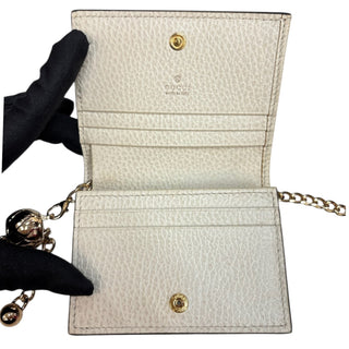 GUCCI Cream/GG Supreme Compact Wallet with Adjustable Chain Gucci
