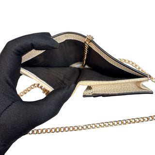 GUCCI Cream/GG Supreme Compact Wallet with Adjustable Chain Gucci