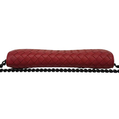BOTTEGA VENETA Red Leather Intrecciato Wallet with added Chain Bottega Veneta