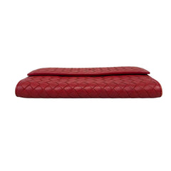 BOTTEGA VENETA Red Leather Intrecciato Wallet with added Chain Bottega Veneta