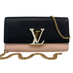 LOUIS VUITTON Tri Colored Taurillon Capucines Leather Wallet with Chain Louis Vuitton