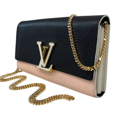 LOUIS VUITTON Tri Colored Taurillon Capucines Leather Wallet with Chain Louis Vuitton