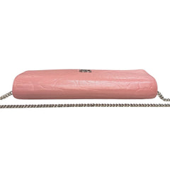 CHANEL Pink Lambskin SHW Camellia Long Flap Wallet Chanel