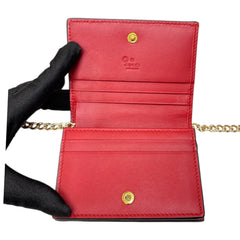 GUCCI Blue Blooms GG Supreme Compact Wallet with Adjustable Chain Gucci