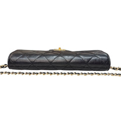 CHANEL 2.55 Black Calfskin Classic Flap Wallet with Added Chain Chanel