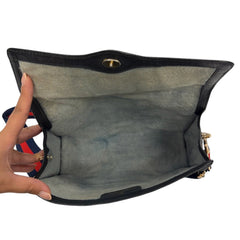 GUCCI Medium Navy Coated Canvas Ophidia Clutch with added Strap/Chain Gucci