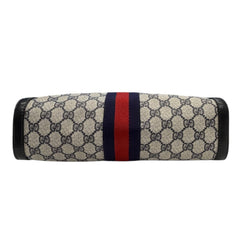 GUCCI Navy Coated Canvas Large Ophidia Clutch with added Chain/Strap Gucci