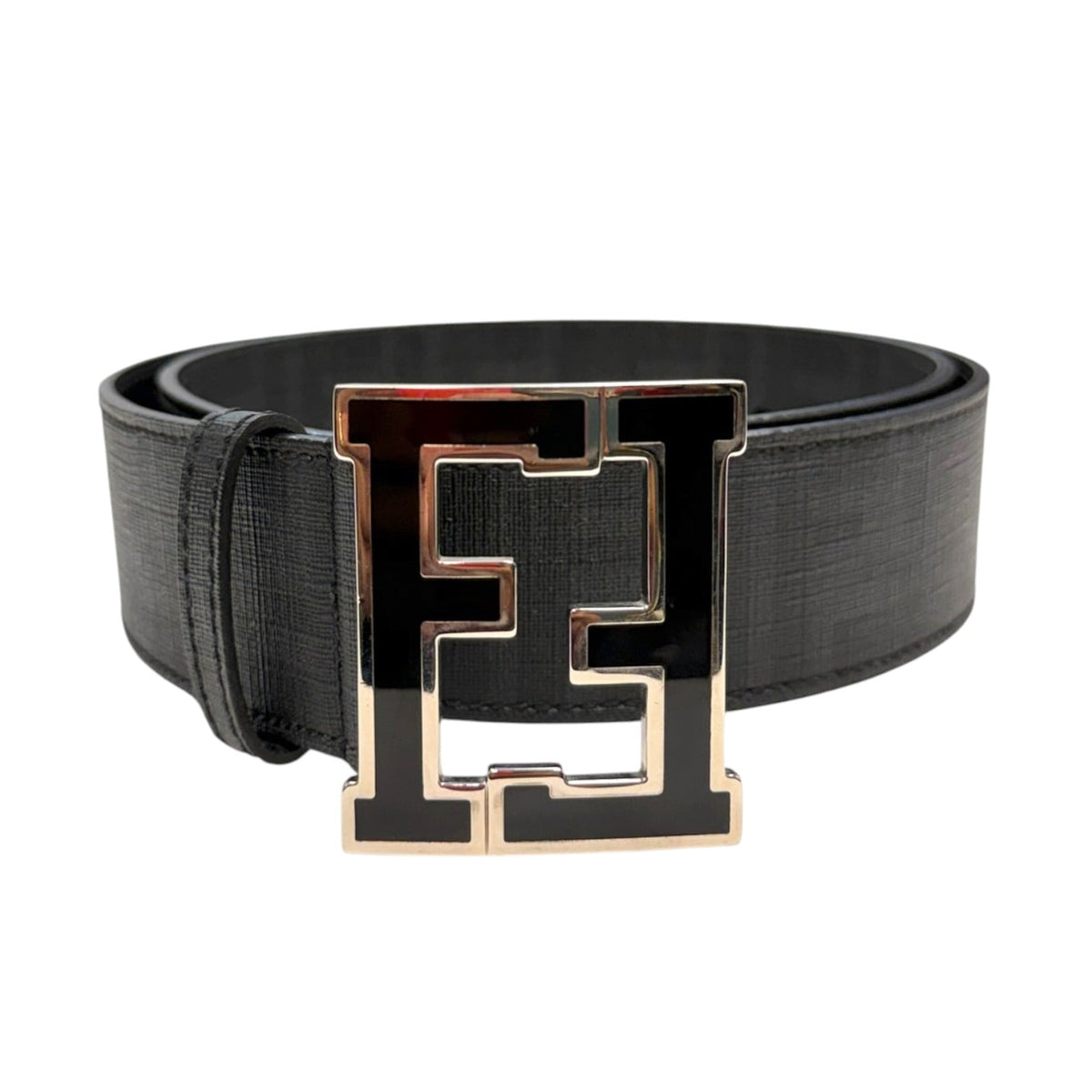 Fendi Black Zucca Coated Canvas Belt 90/36 Fendi