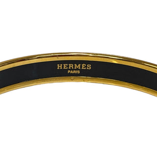 HERMES Gold and Black Enamel Bangle Bracelet Hermes