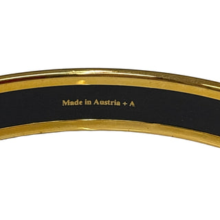 HERMES Gold and Black Enamel Bangle Bracelet Hermes