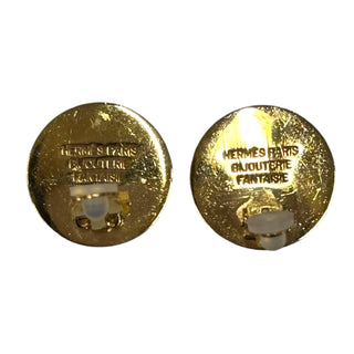 HERMES Vintage Gold Clou de Selle Clip Earrings Chanel