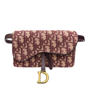 DIOR Burgundy Oblique Jacquard Saddle Bag Pochette/Waist Bag Dior
