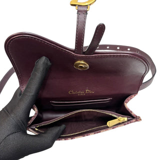 DIOR Burgundy Oblique Jacquard Saddle Bag Pochette/Waist Bag Dior