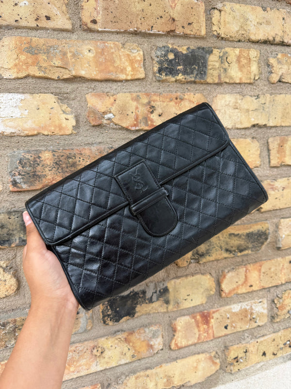 RESERVED Deposit- SAINT LAURENT Black Quilted Clutch Chanel