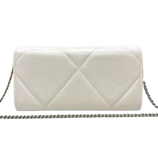 CHANEL 19 White Goatskin Large Quilt Long Flap Wallet Chanel