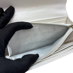 CHANEL 19 White Goatskin Large Quilt Long Flap Wallet Chanel