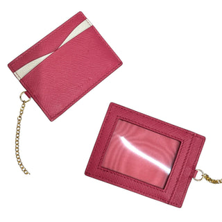 PRADA Black Saffiano/Calfskin Leather Wallet/Card Holder with Chain Prada